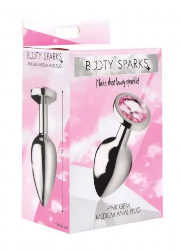 Male Sex Toys XR Brands Booty Sparks Pink Gem Medium Anal Plug