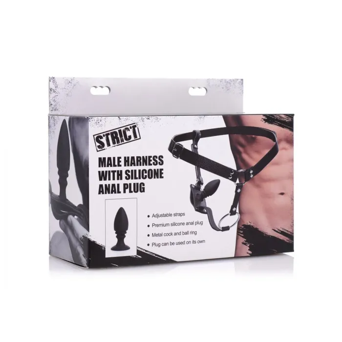 Strict Leather Male Sex Toys XR Strict Male Cock Ring Harness with Silicone Anal Plug Strict Leather Male Sex Toys XR Strict Male Cock Ring Harness with Silicone Anal Plug